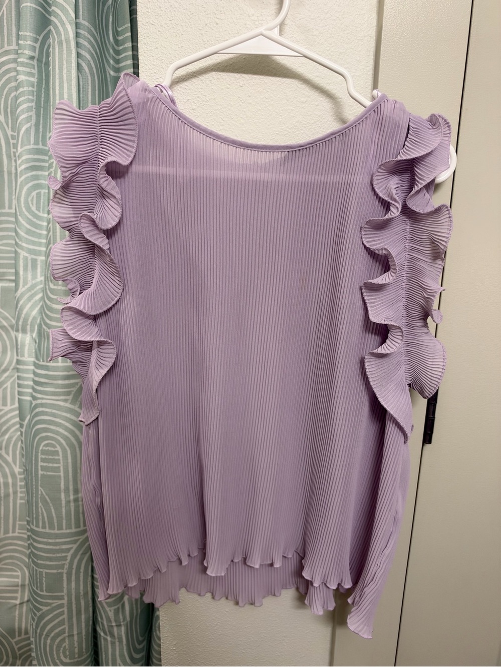 Zara Lavender Pleated Ruffle Sleeveless Top